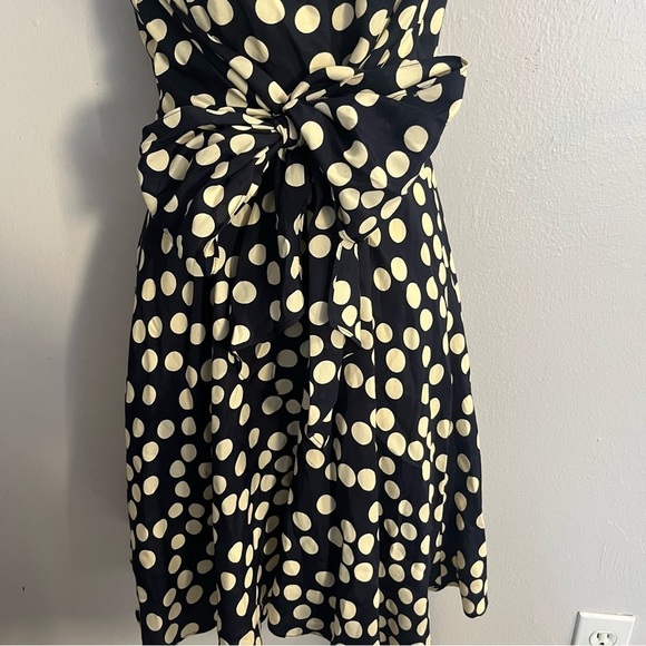 Geary Roark Navy and Cream Polka Dot Dress with Bow Size 4 - Picture 4 of 16
